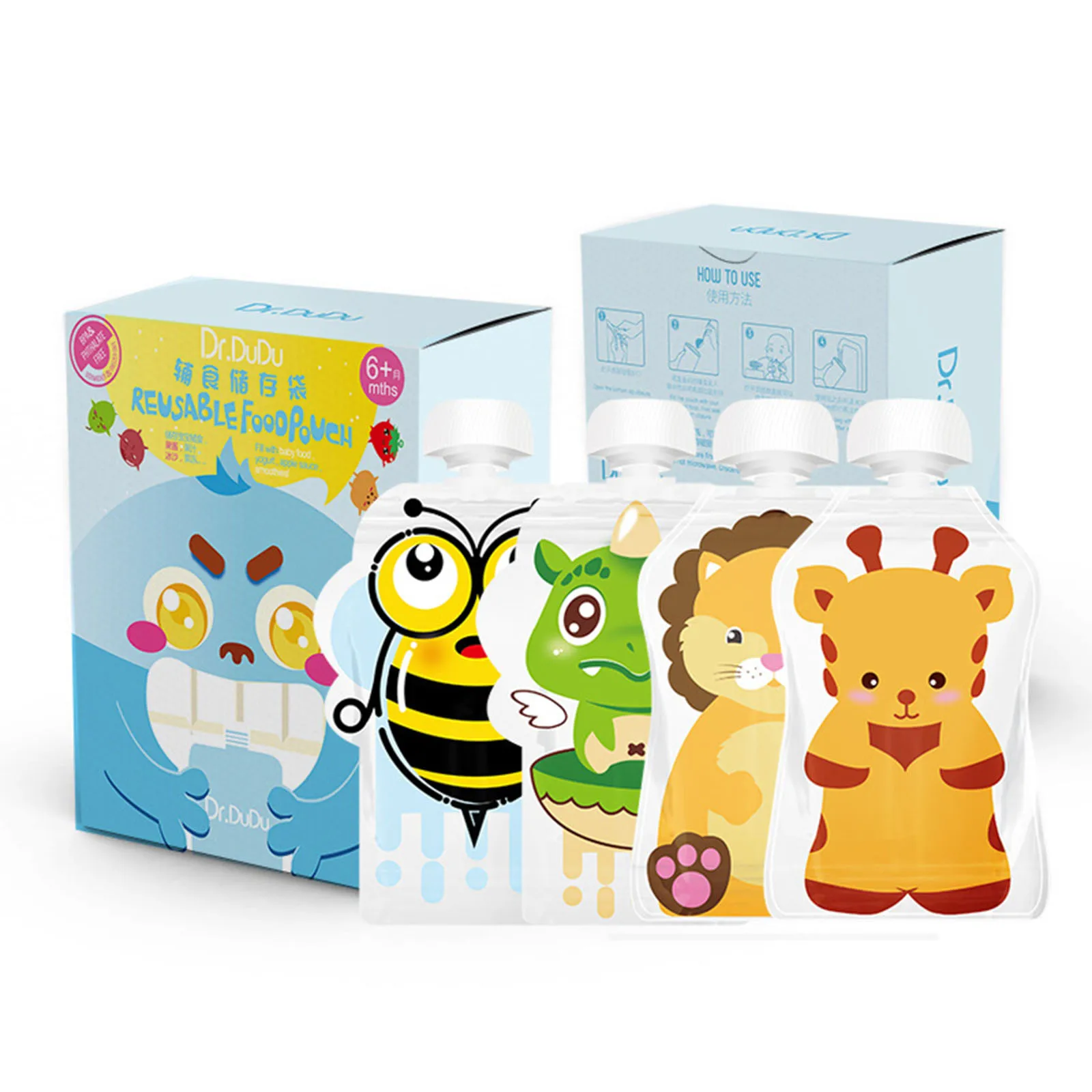 Baby Food Pouches Reusable - 8pcs Baby Complementary Food Bags Reusable