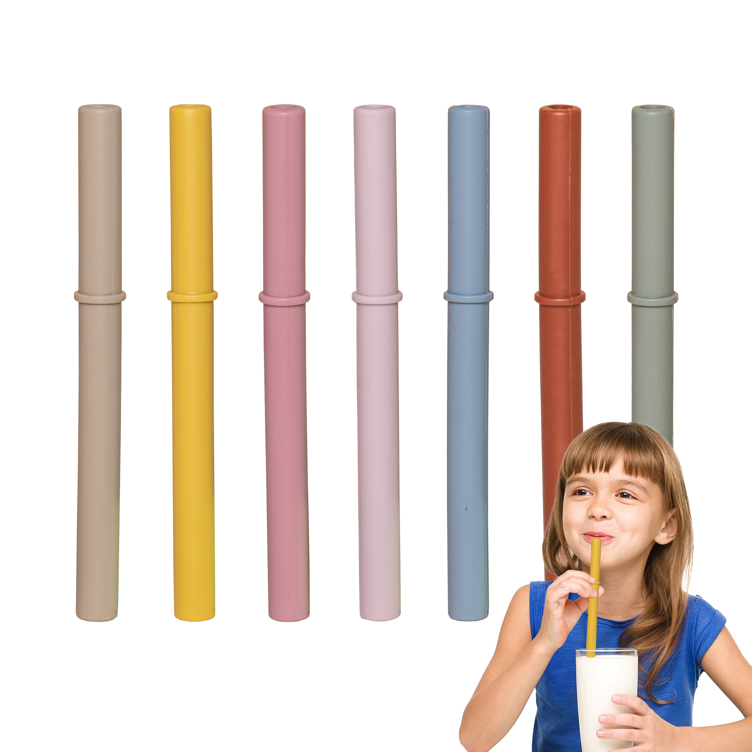 Baby Food Youtube - Morandi Color Silicone Straw, Food-Grade Baby