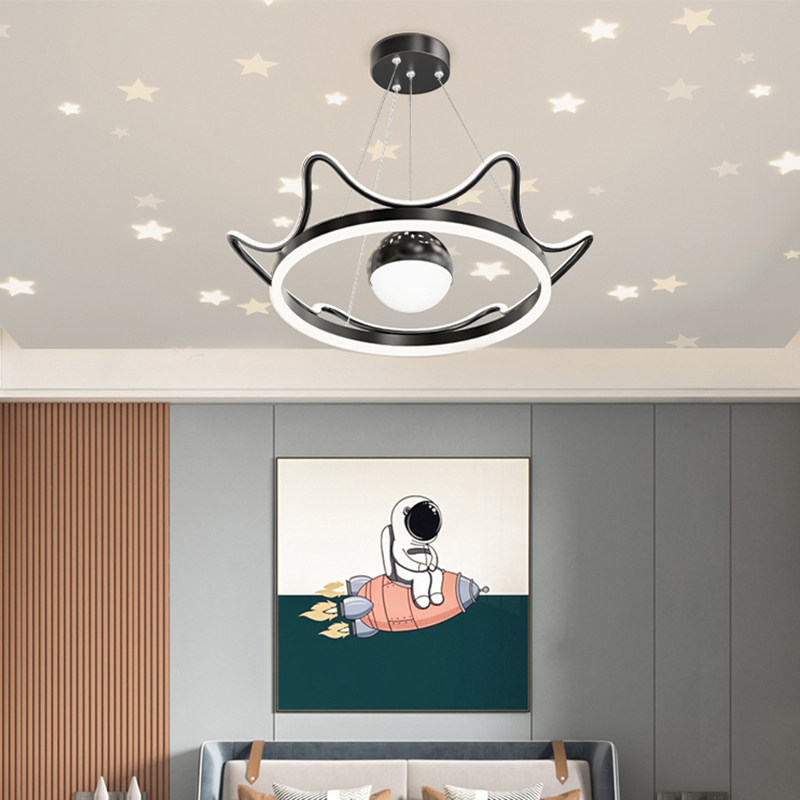 Baby Food In Restaurant - Modern Crown Starry Sky LED Pendant