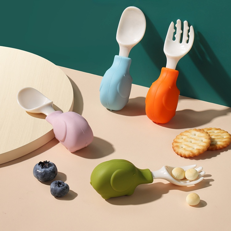 Baby Food Utensil - Elephant Baby Utensils Set Food Silicone