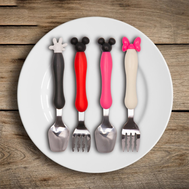 Baby Food Utensil - Cartoon Mickey Children Spoon Fork Set