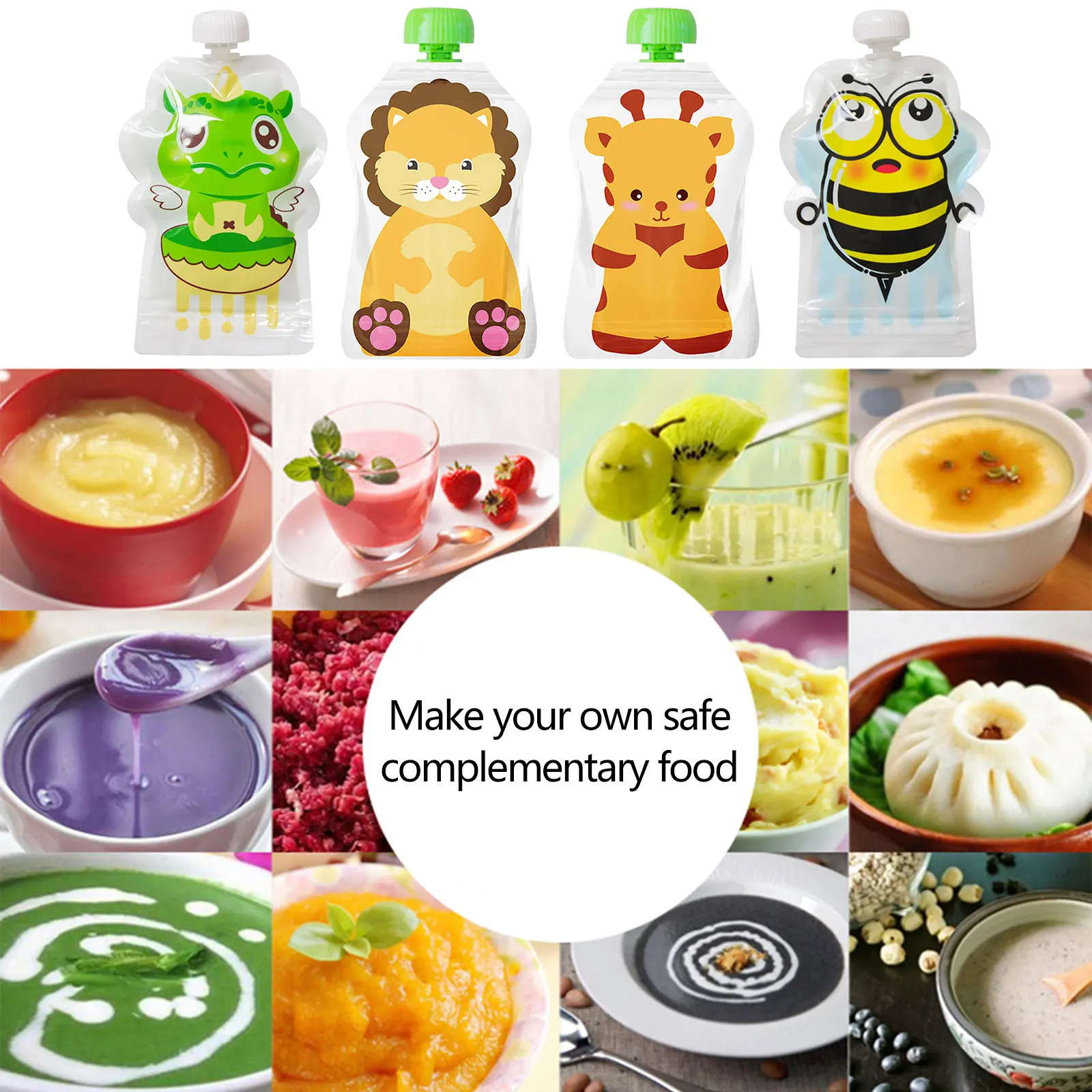 4pcs Food Storage Bag Reusable - Baby Food Pouches Reusable incelemesi ve fiyatı