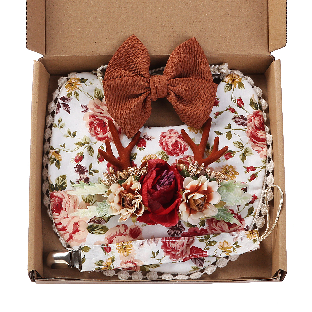 4Pcs/Set Flower Print Baby Bib - Food Box Baby incelemesi ve fiyatı
