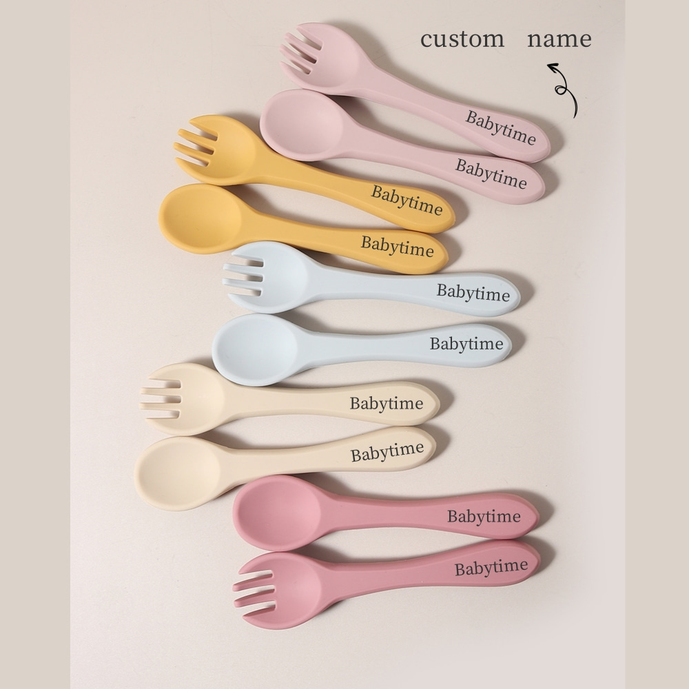 Custom name 1 pair silicone sp - Baby Food Utensil incelemesi ve fiyatı