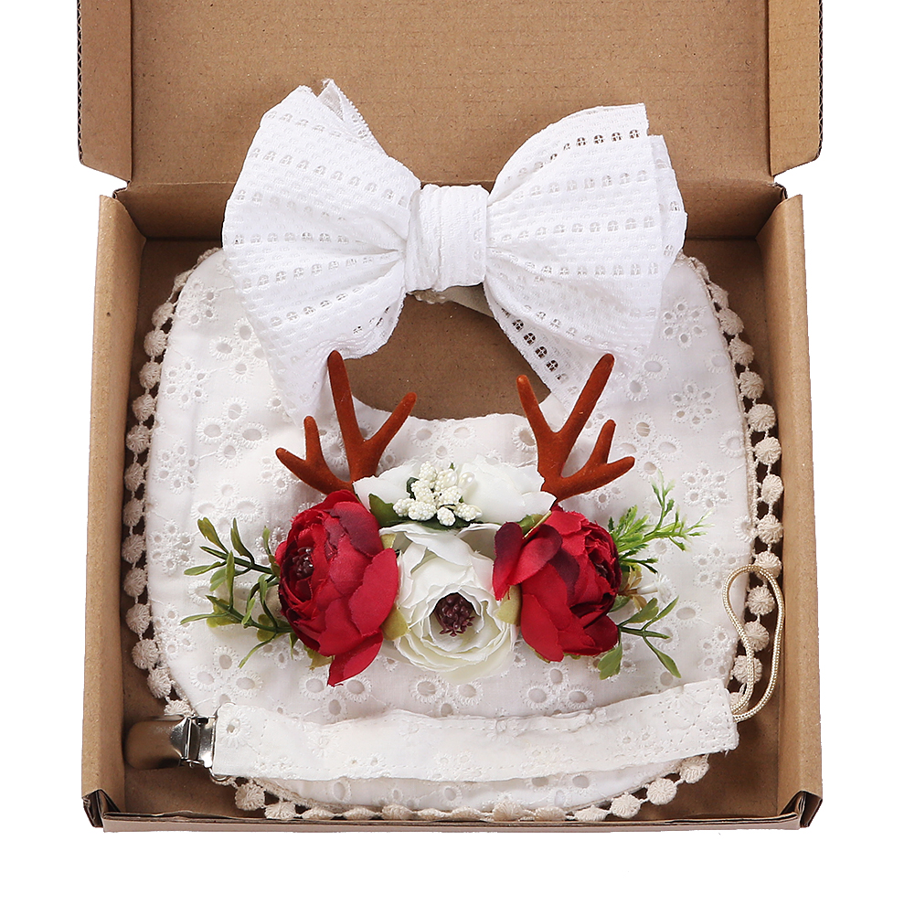 4Pcs/Set Flower Print Baby Bib - Food Box Baby incelemesi ve fiyatı